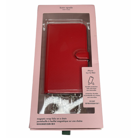 Kate Spade Iphone 12 / 12 PRO Magnetic Wrap Folio Case on a Chain crossbody - Picture 10 of 10